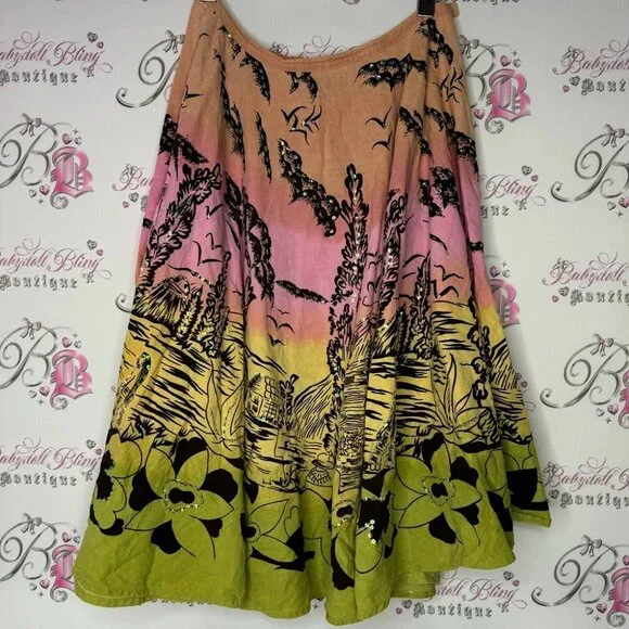 RDI Hawaii skirt sequin ombrΓ© pink orange yellow green sparkly shimmer volcano - Picture 1 of 15